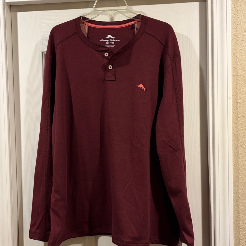 Tommy Bahama men’s Maroon Long Sleeve Henley XXL like new - Picture 3 of 6